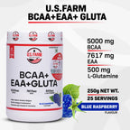U.S Farm BCAA + EAA + Gluta (25 Servings, 250g) | Blue Raspberry,Watermelon