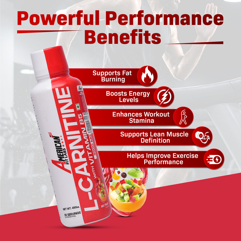 American Fit Labs L-Carnitine Liquid (30 Servings, 450ml) | Mix Fruit / Orange