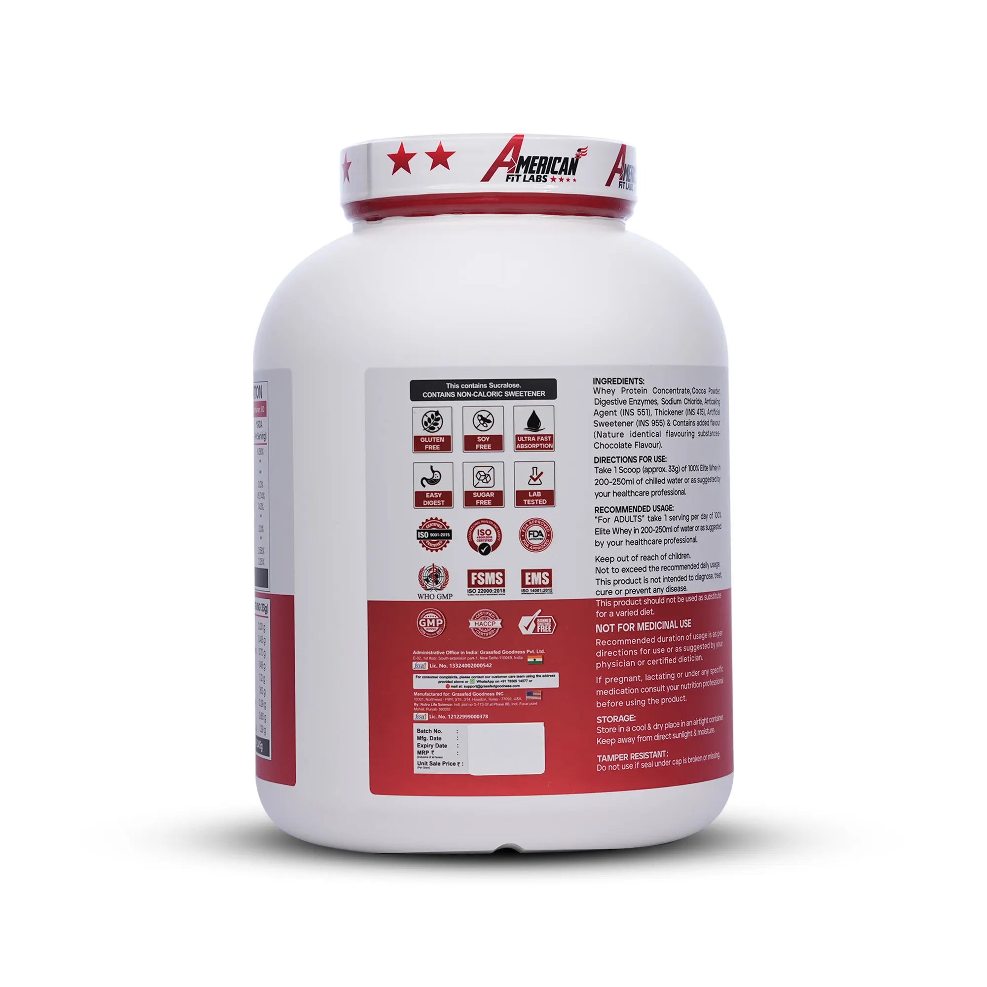 American Fit Labs 100% Elite Whey Protein (2kg) | 60 Servings | Chocolate