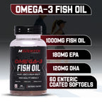Maverick Nutrition Omega-3 Fish Oil (60 Softgels) | 1000 mg Fish Oil | 180 mg EPA + 120 mg DHA | Enteric Coated