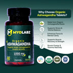 Myolabz Organic Ashwagandha Tablets (60 Tablets) | Supports Stress Management & Muscle Recovery