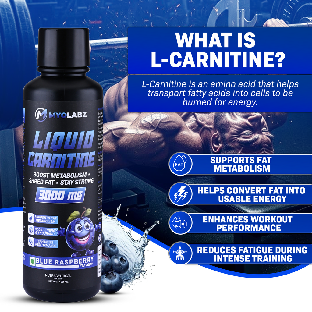 Myolabz Liquid L-Carnitine 3000 mg Fat Burner (450 ml) | Blue Raspberry & Orange Flavours