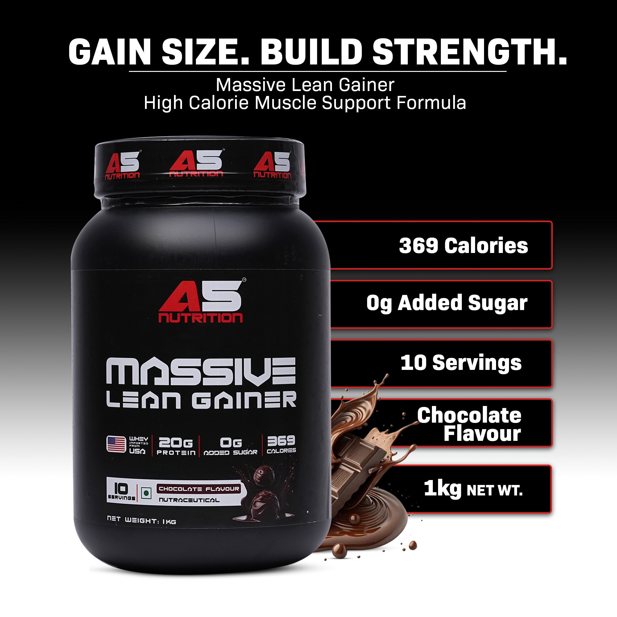 A5 Nutrition Massive Lean Gainer (10 Servings, 1kg) | Chocolate Flavour