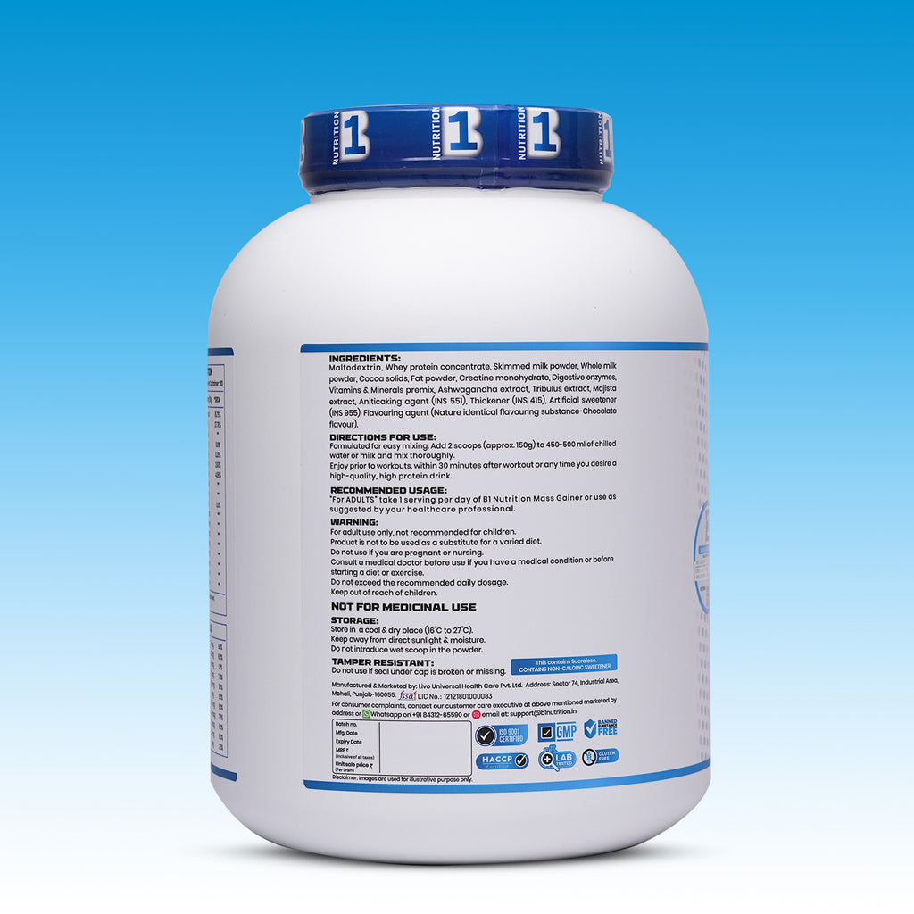 B1 Nutrition Mass Gainer 3kg | High Calorie Weight Gain Powder