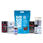 8-PRODUCT COMPLETE FITNESS COMBO — B1 Power Load Whey Blend 5 KG × 1 • MyoLabz Multivitamin × 1 • MyoLabz Omega-3 × 1 • MyoLabz MyoCore × 1 • MyoLabz ZMA × 1 • MyoLabz MyoMass+ Weight Gain × 1 • B1 Creatine Monohydrate 100 g × 1 • Shaker × 2