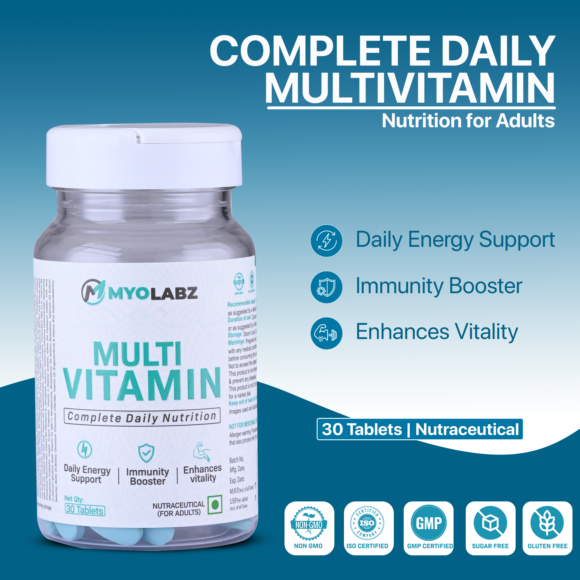 Myolabz Multivitamin Complete Daily Nutrition Blue 30 Tablets