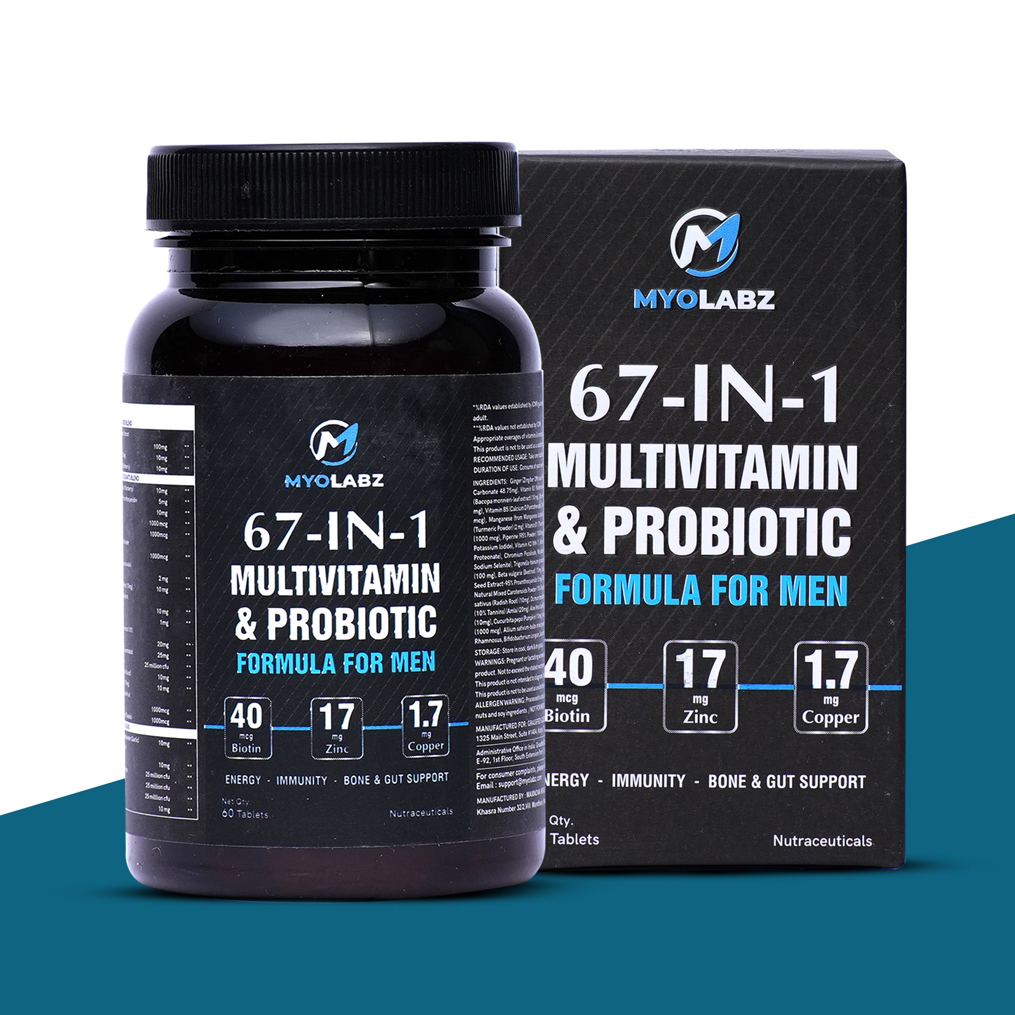 Myolabz 67-In-1 Multivitamin & Probiotic Formula for Men (60 Tablets)