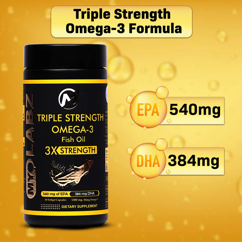 Myolabz Omega-3 Triple Strength Fish Oil Capsules (60 Capsules)