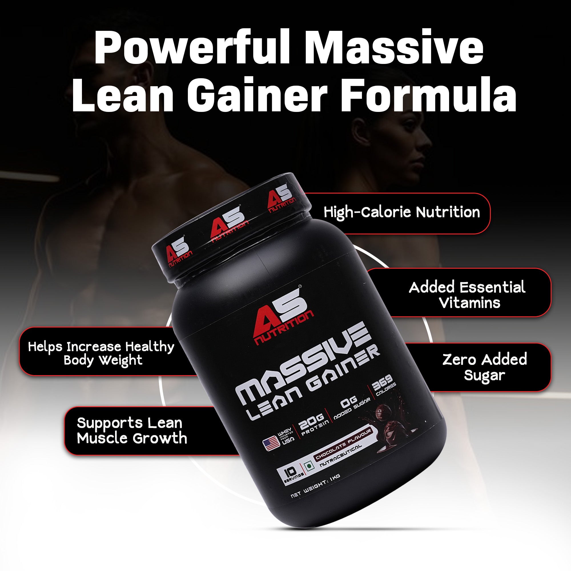 A5 Nutrition Massive Lean Gainer (10 Servings, 1kg) | Chocolate Flavour