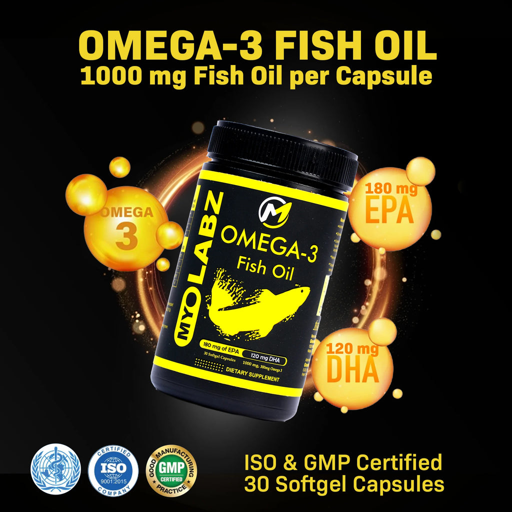 Myolabz Omega-3 Fish Oil Capsules | 1000 mg Fish Oil with EPA & DHA