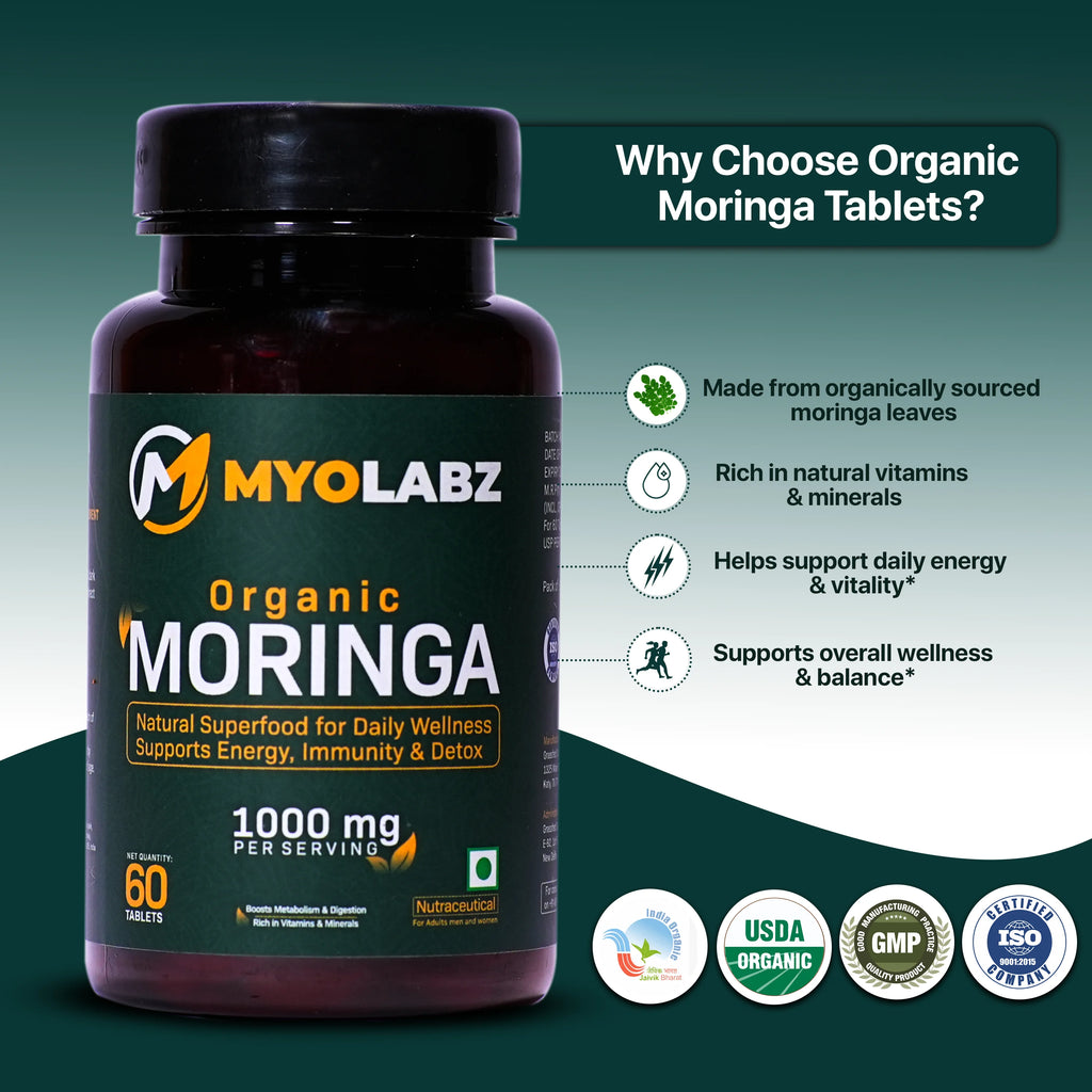 Myolabz Organic Moringa Tablets (60 Tablets) | Natural Superfood for Daily Wellness