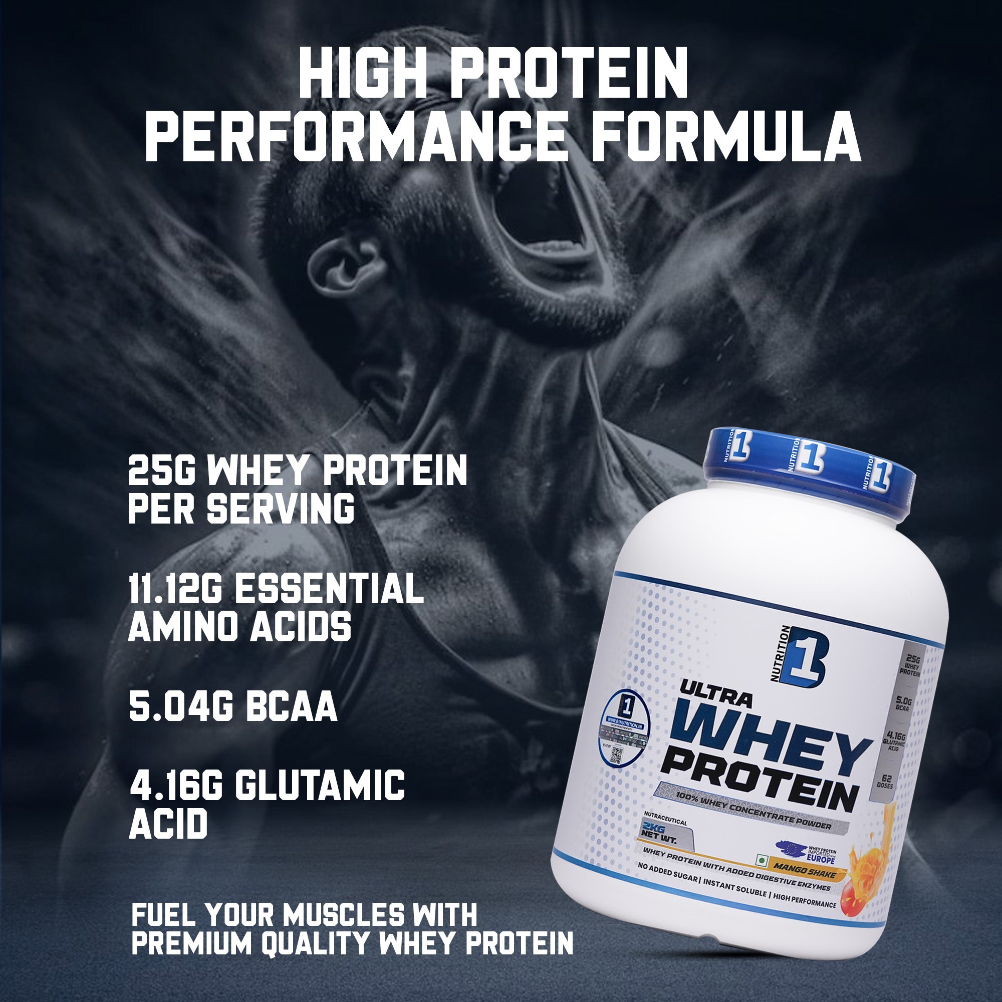 B1 Ultra Whey Protein 2kg | 60 Servings (Chocolate / Mango)