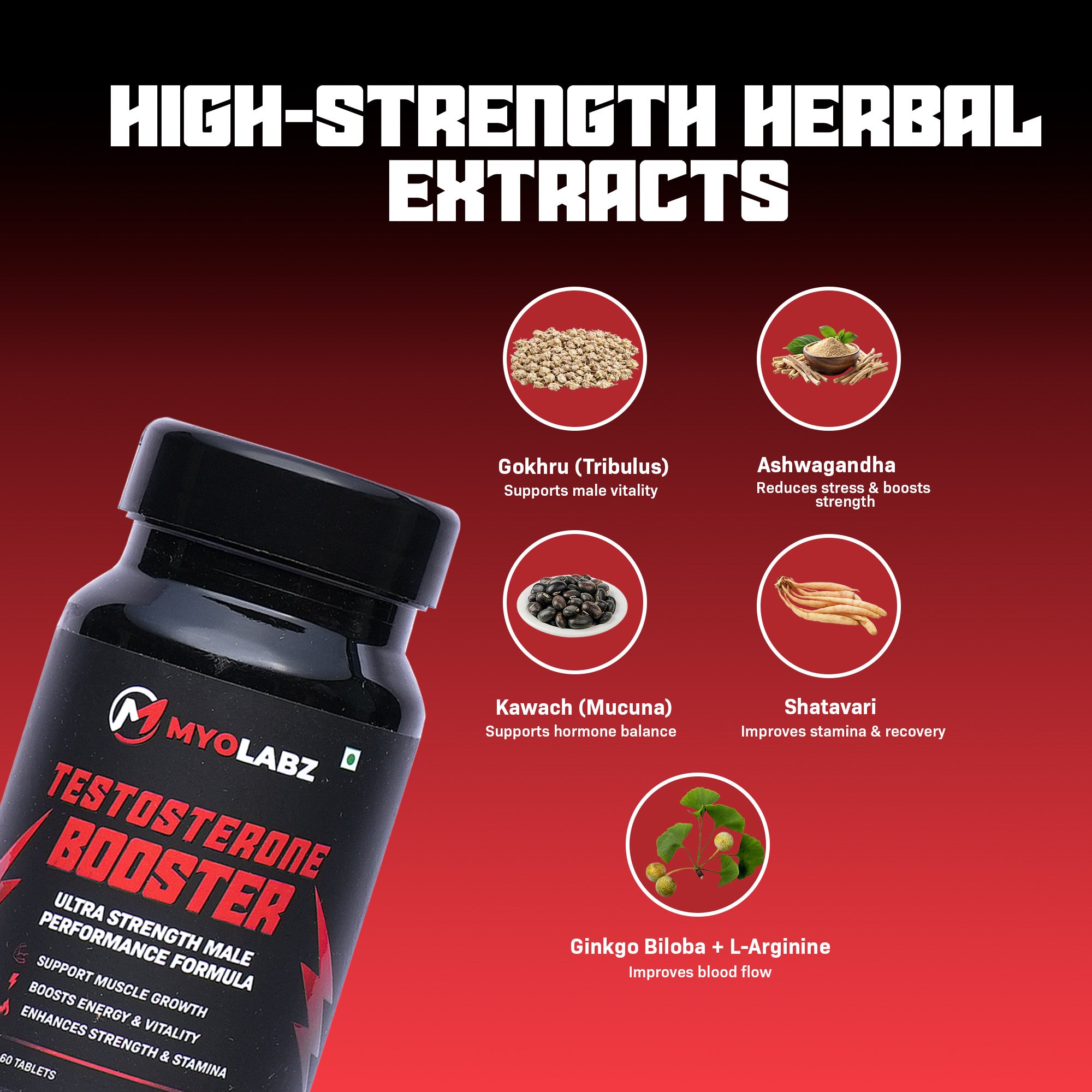 Myolabz Testosterone Booster Ultra Strength Male Performance Formula (60 Tablets)
