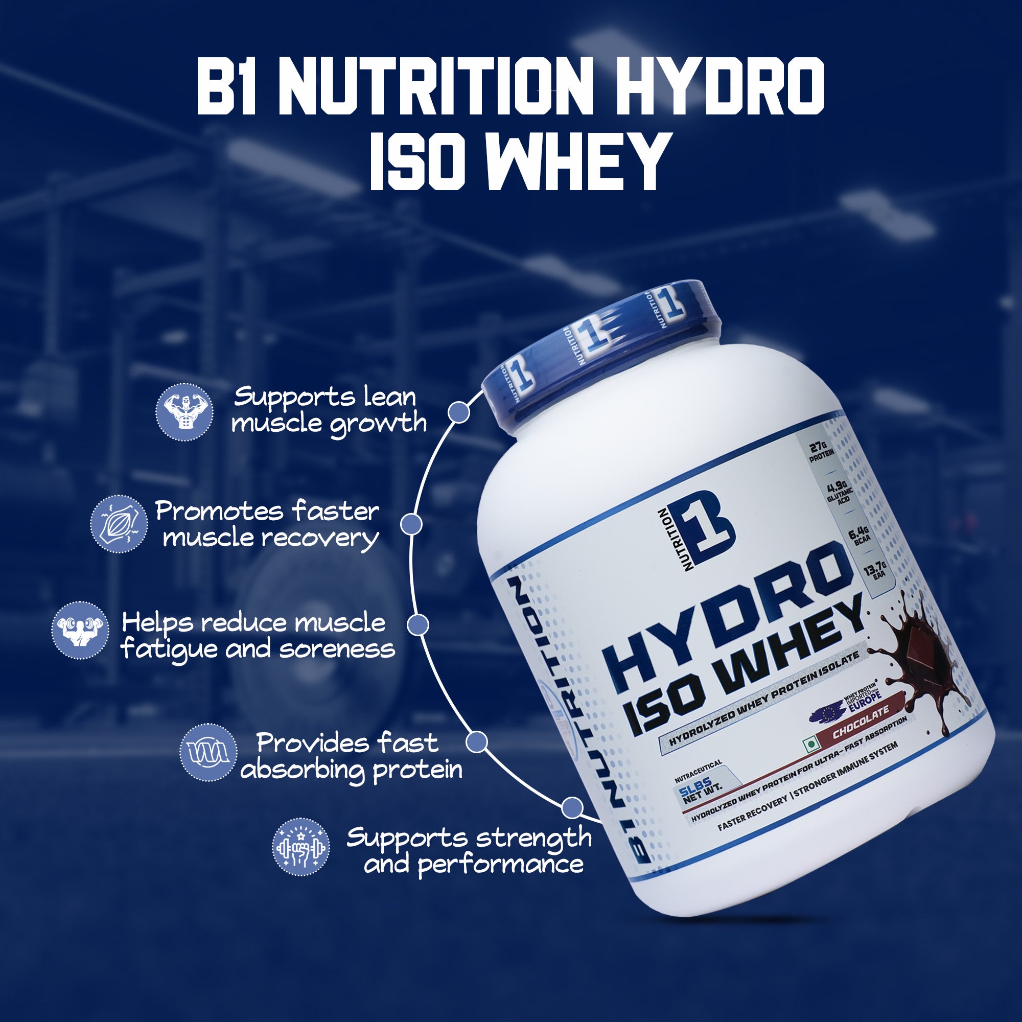 B1 Hydro Iso Whey Protein 2.27kg | Fast Absorption (70 Servings)
