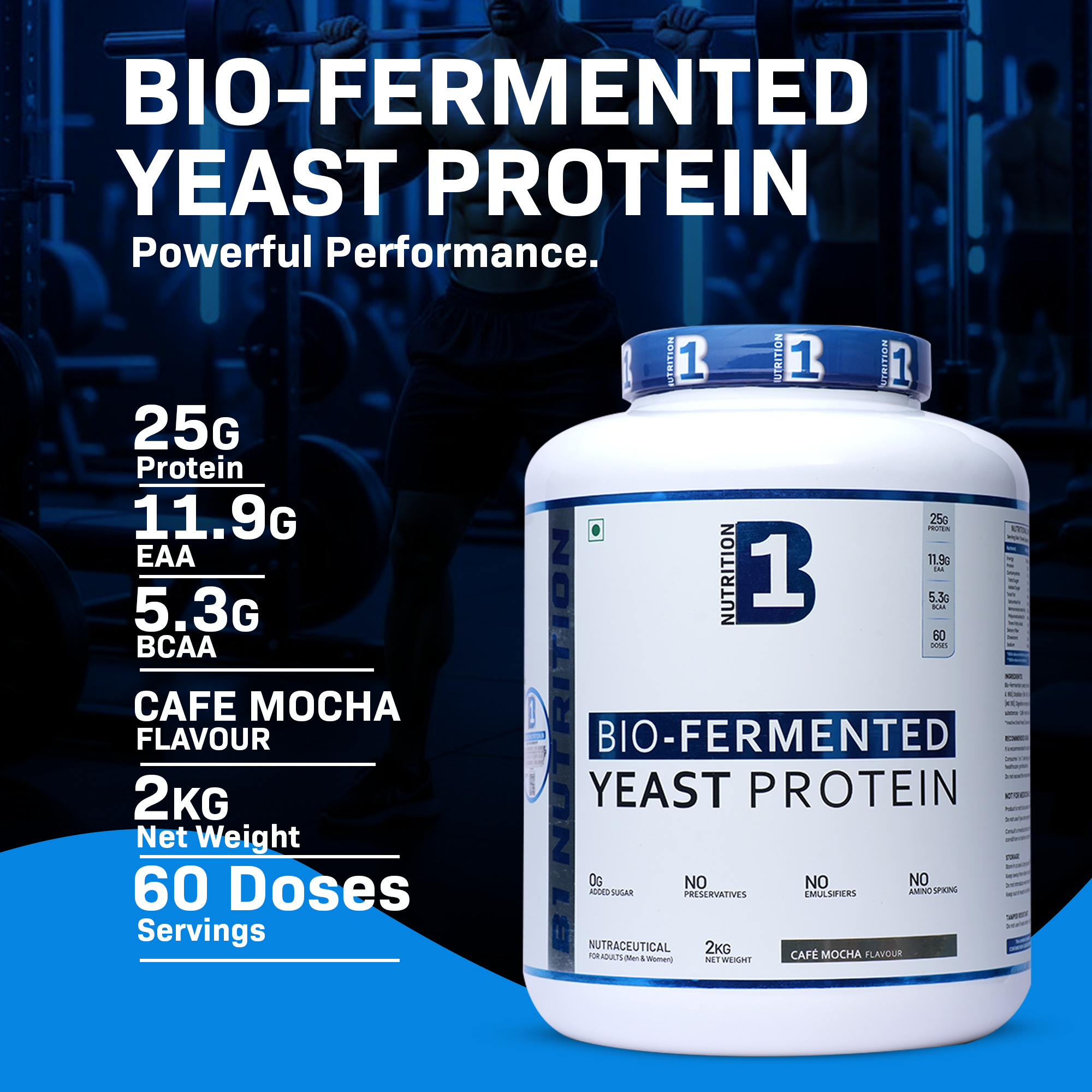 B1 Nutrition Bio-Fermented Yeast Protein 2kg Cafe Mocha Flavour
