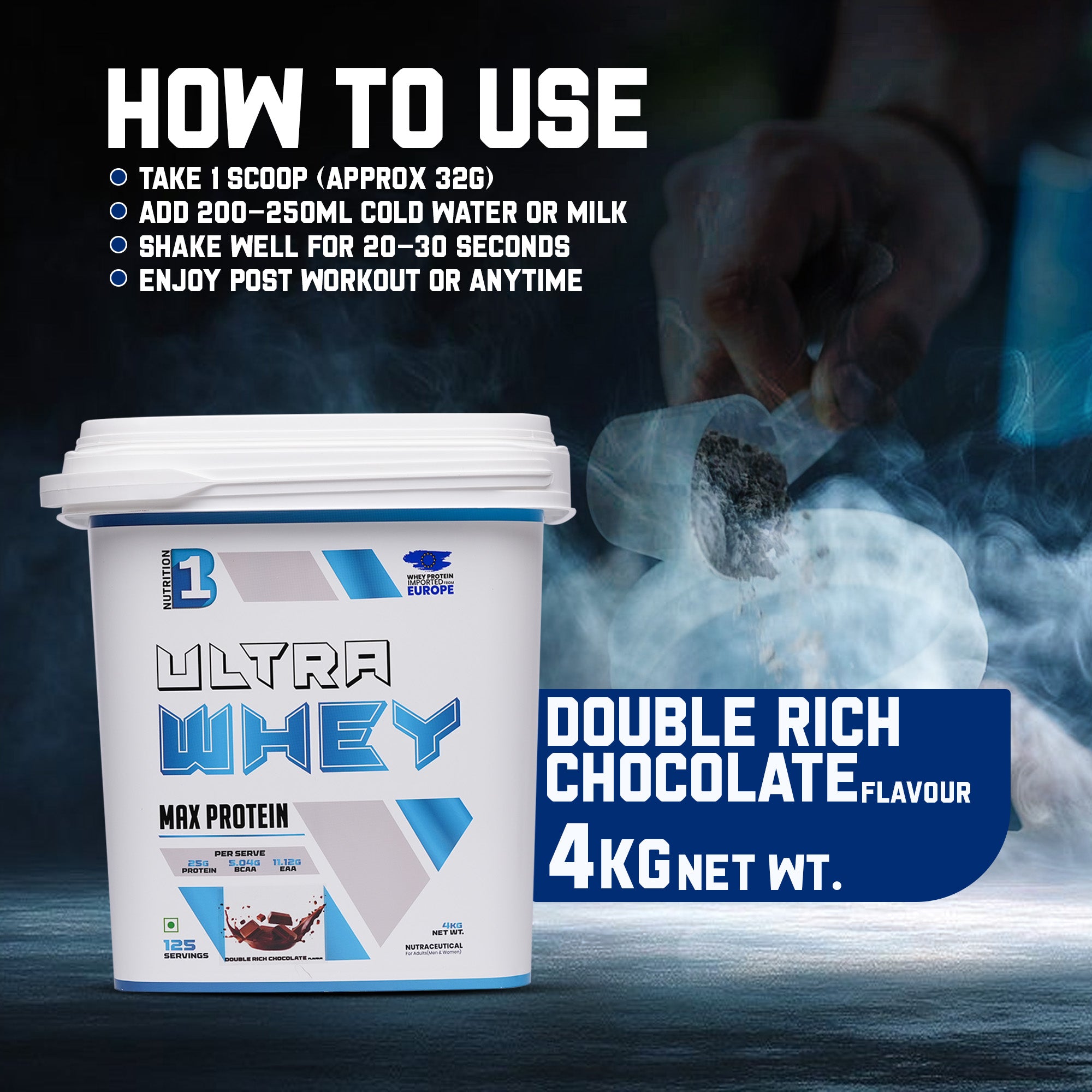 B1 Ultra Whey Protein 4kg | 125 Servings (Chocolate)