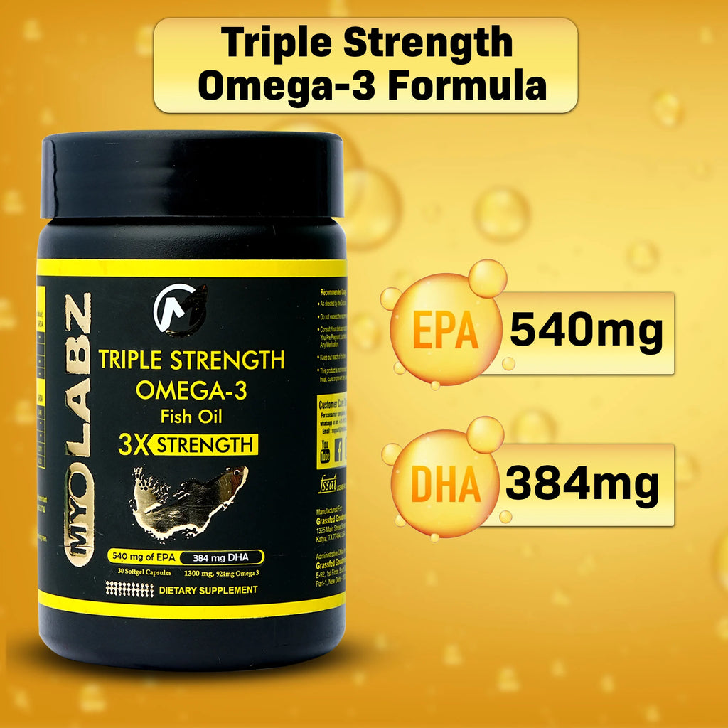 Myolabz Omega-3 Triple Strength Fish Oil Capsules (30 Capsules)
