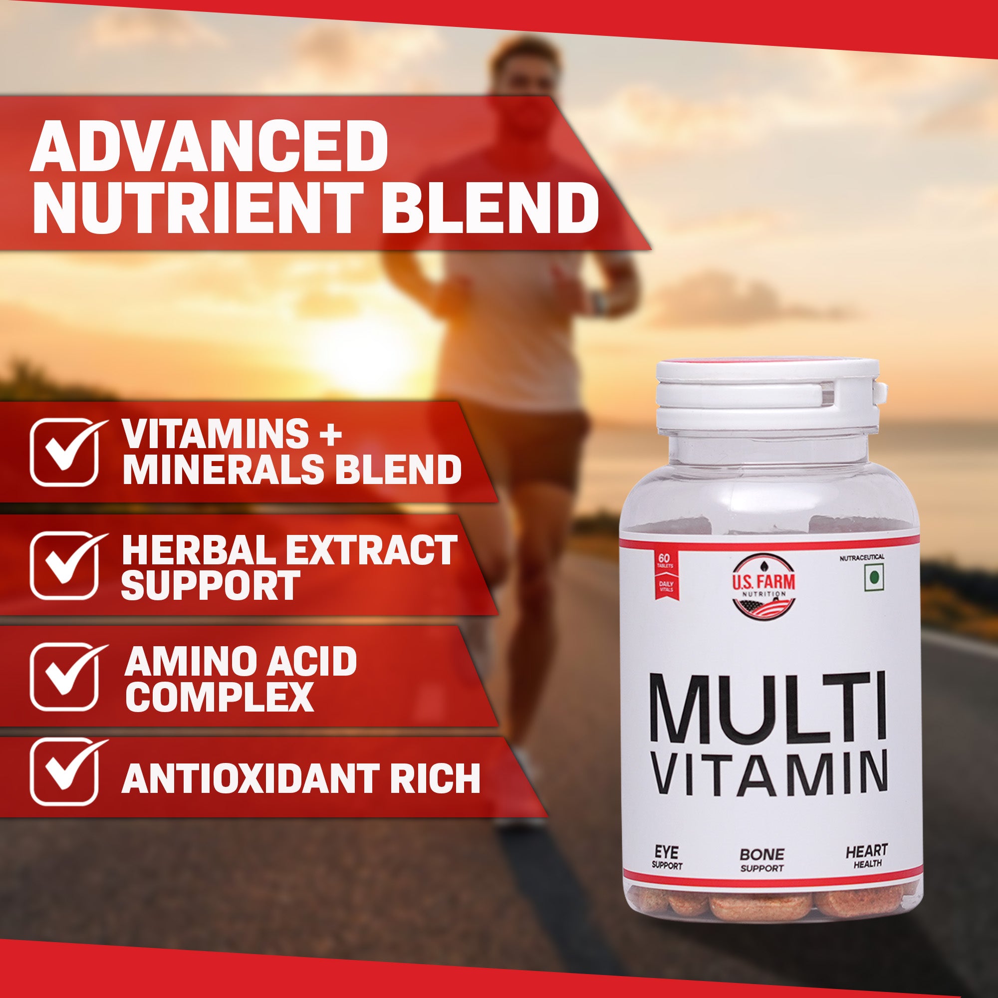 U.S. Farm Multivitamin Tablets (60 Tablets) | Daily Vital Nutritional Support