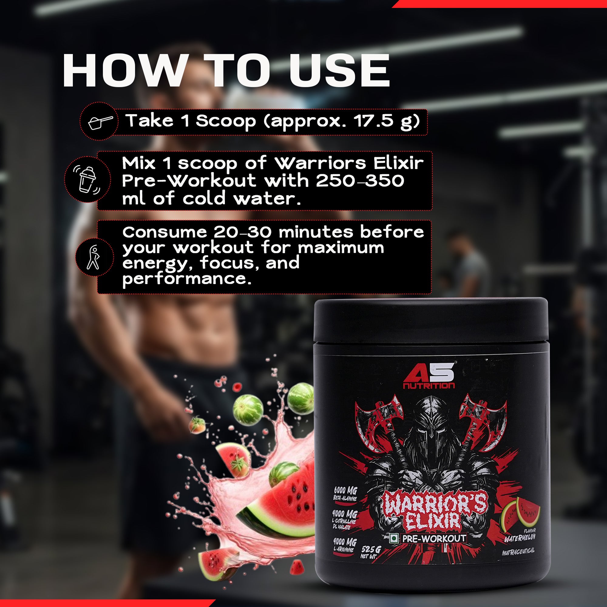 A5 Warrior's Elixir Pre-Workout 525g | 30 Servings High Energy