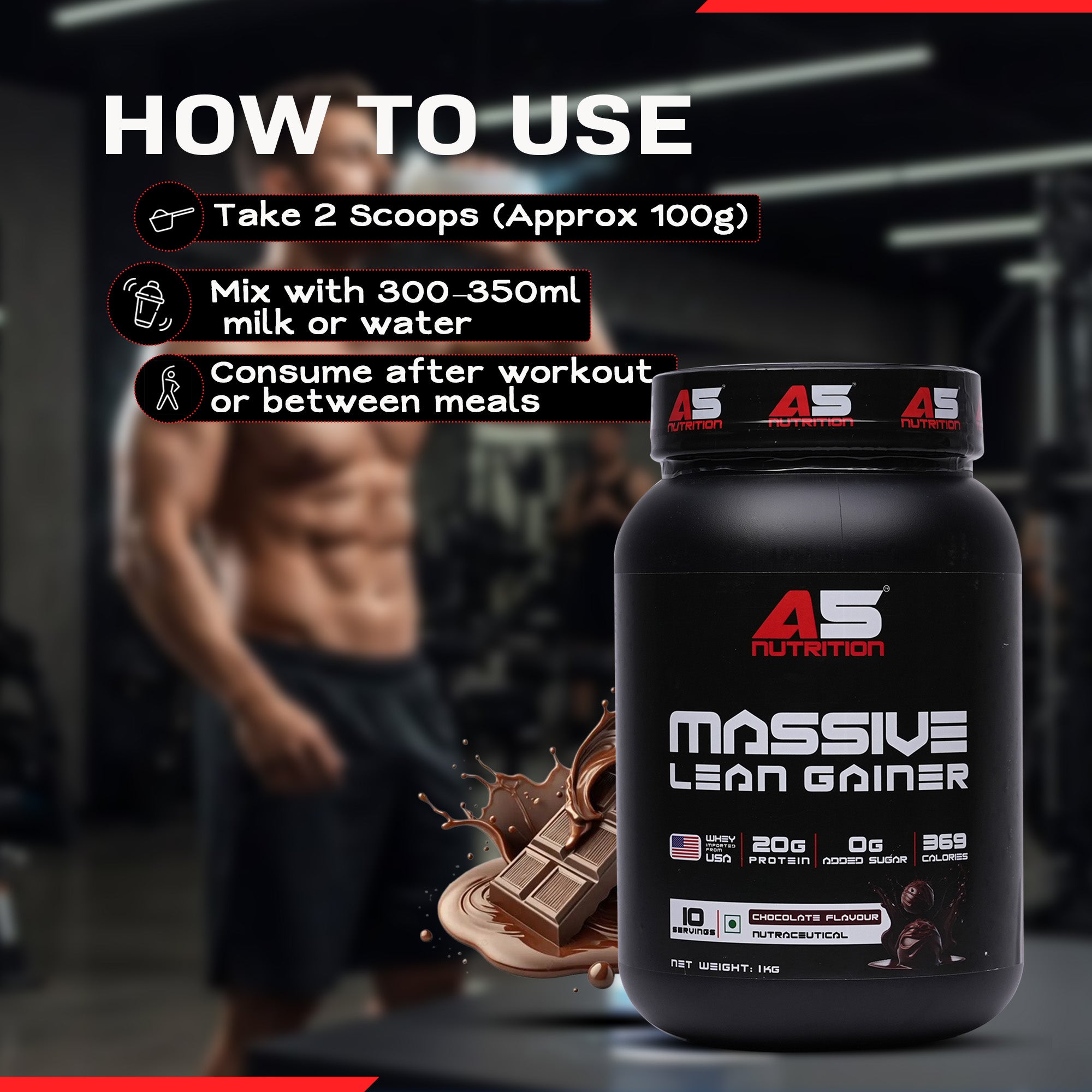 A5 Nutrition Massive Lean Gainer (10 Servings, 1kg) | Chocolate Flavour