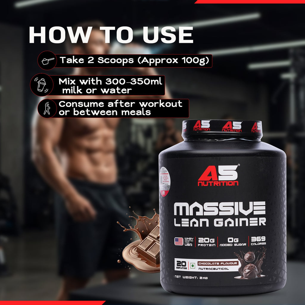 A5 Nutrition Massive Lean Gainer 2kg | 20 Servings Chocolate