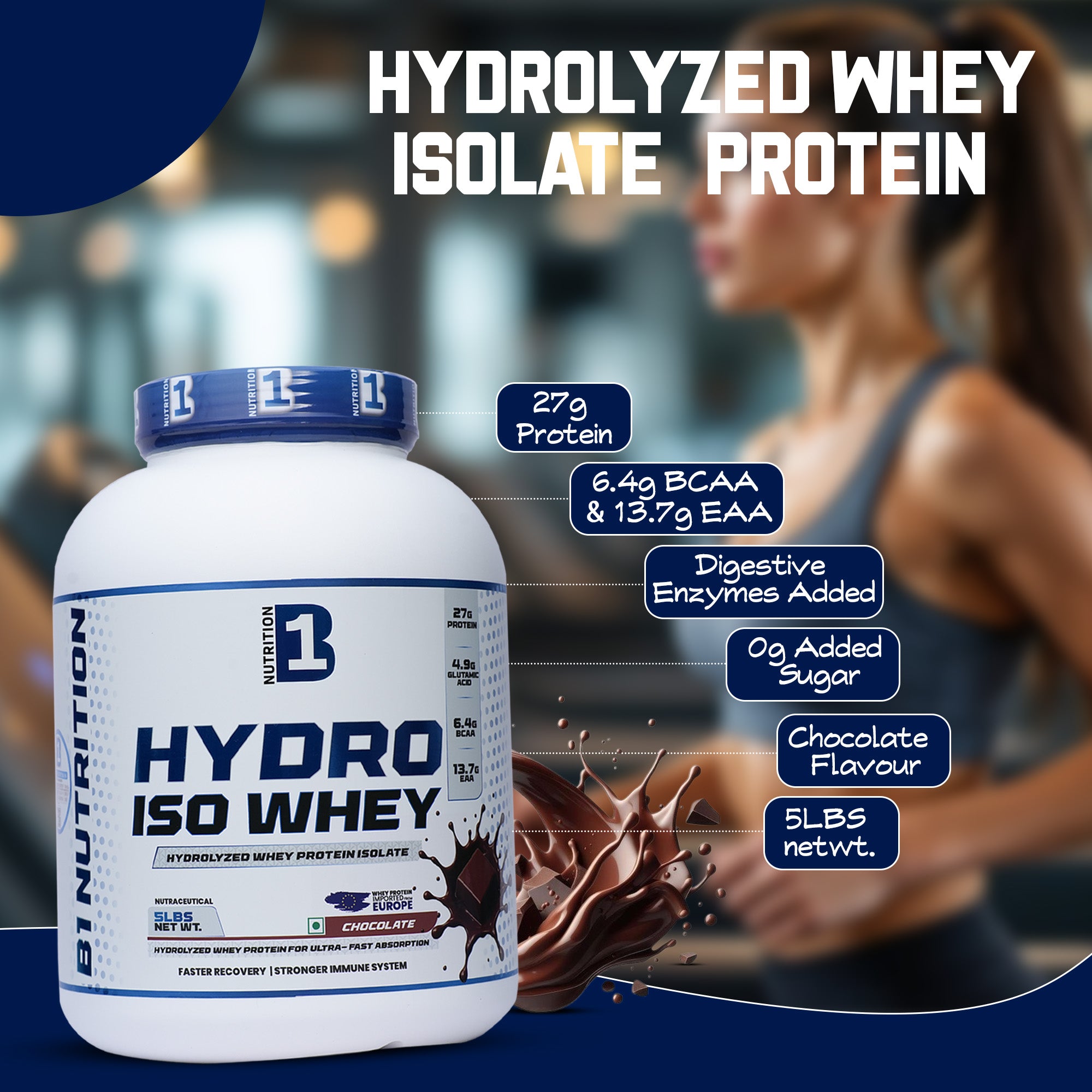 B1 Hydro Iso Whey Protein 2.27kg | Fast Absorption (70 Servings)