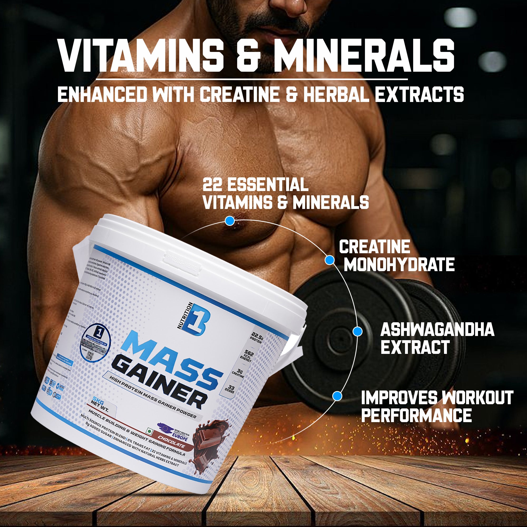 B1 Nutrition Mass Gainer 5kg | High Protein Weight Gainer