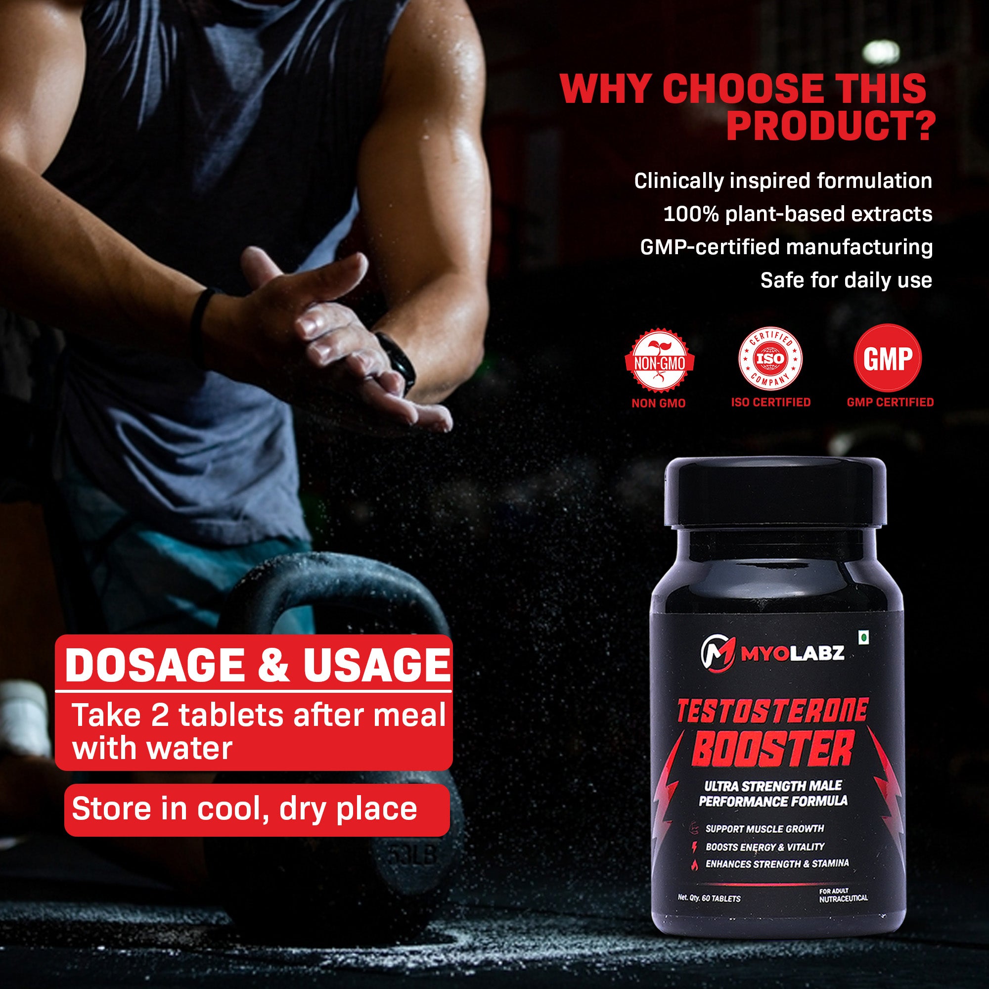 Myolabz Testosterone Booster Ultra Strength Male Performance Formula (60 Tablets)