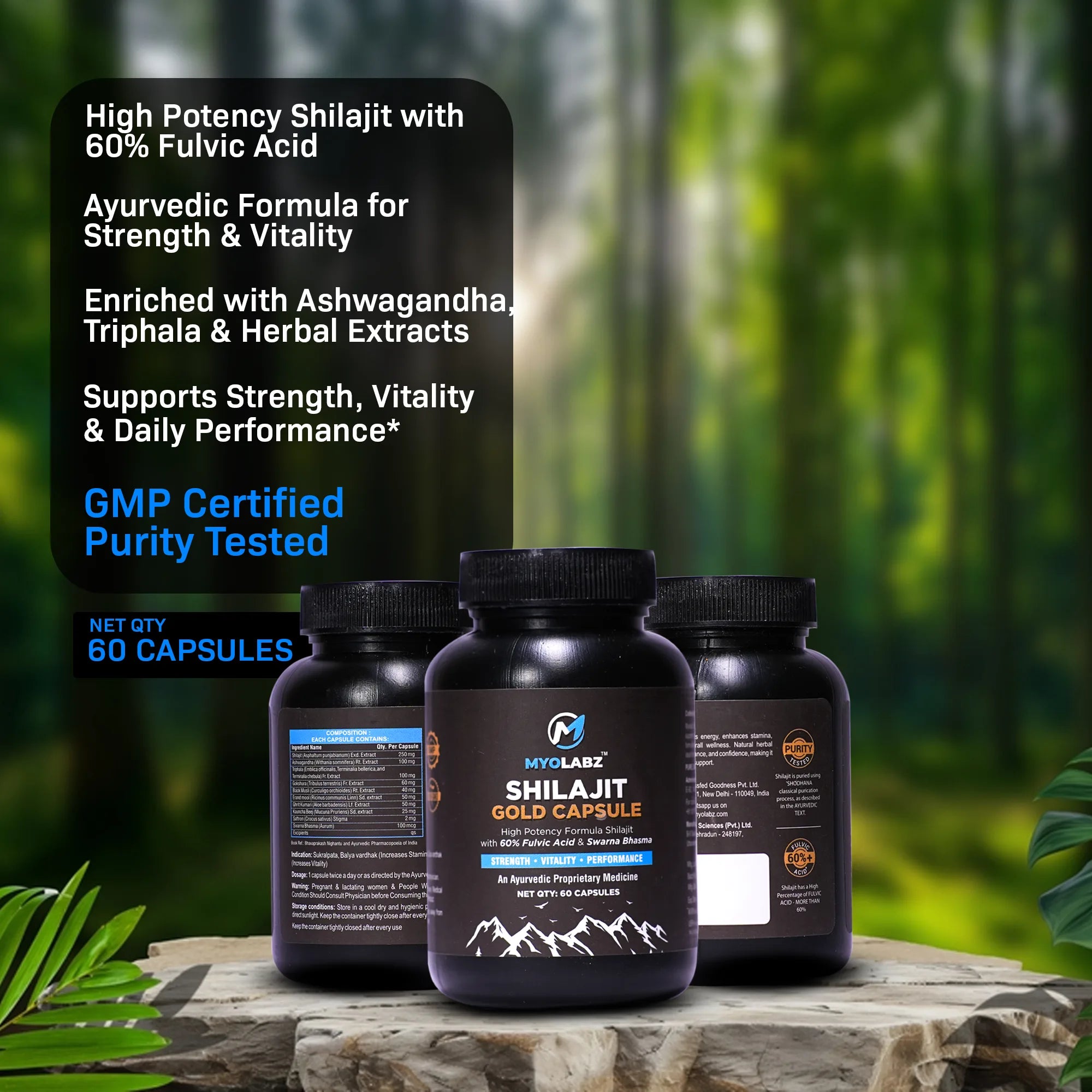 Myolabz Shilajit Gold Capsules (60 Capsules) | Ayurvedic Proprietary Medicine