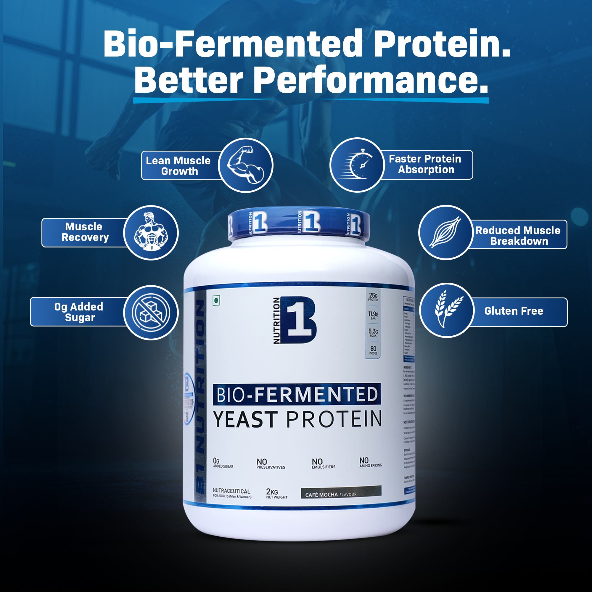 B1 Nutrition Bio-Fermented Yeast Protein 2kg Cafe Mocha Flavour