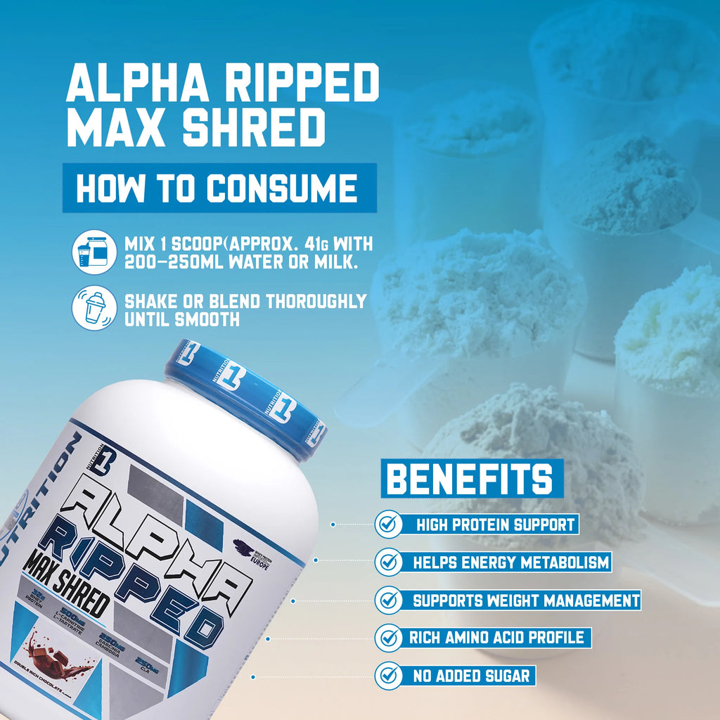 B1 Nutrition Alpha Ripped Max Shred Protein (2 kg, 48 Servings)