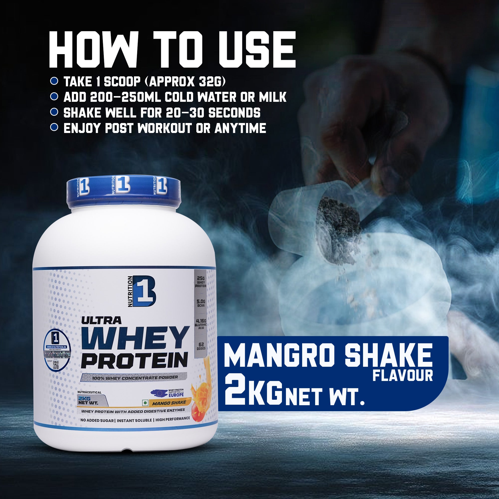 B1 Ultra Whey Protein 2kg | 60 Servings (Chocolate / Mango)
