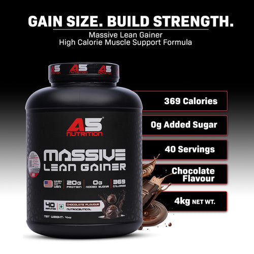 A5 Nutrition Massive Lean Gainer 4kg | 40 Servings Chocolate