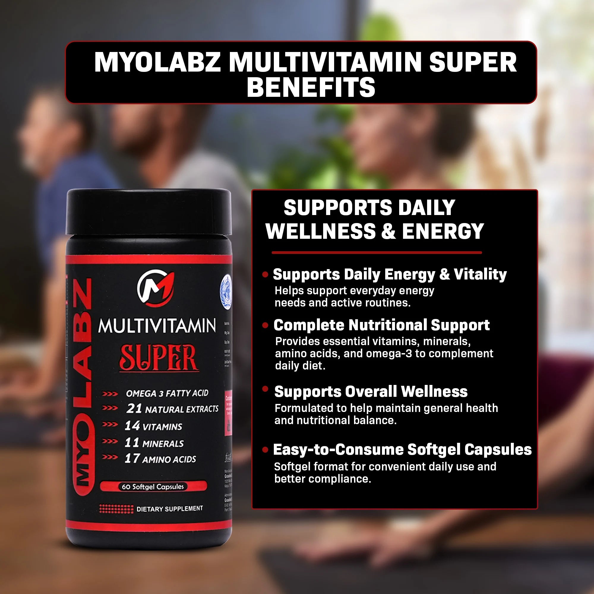 Myolabz Super Multivitamin Softgel Capsules (60 Capsules) | Daily Nutrition & Vitality Support