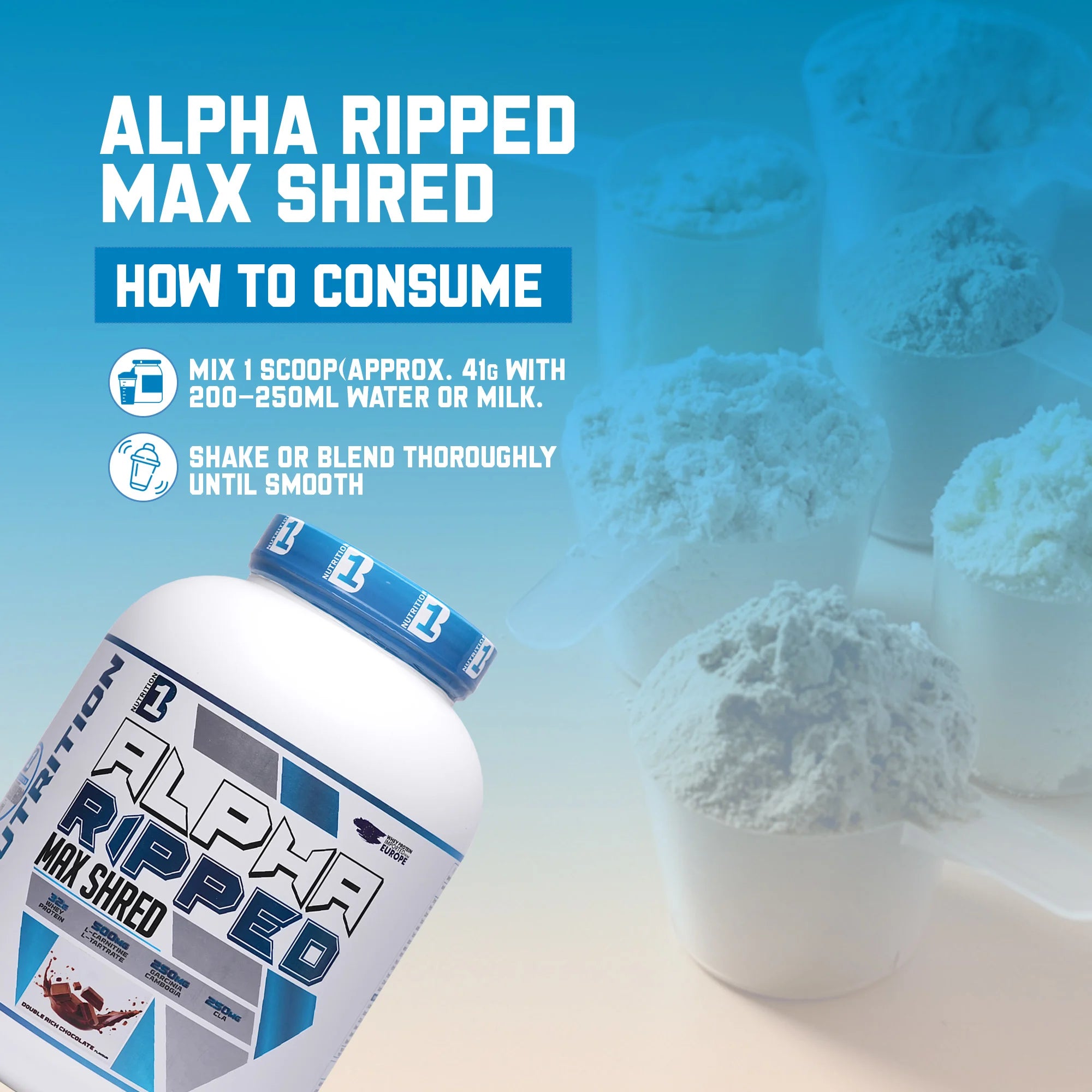 B1 Nutrition Alpha Ripped Max Shred Protein (2 kg, 48 Servings)