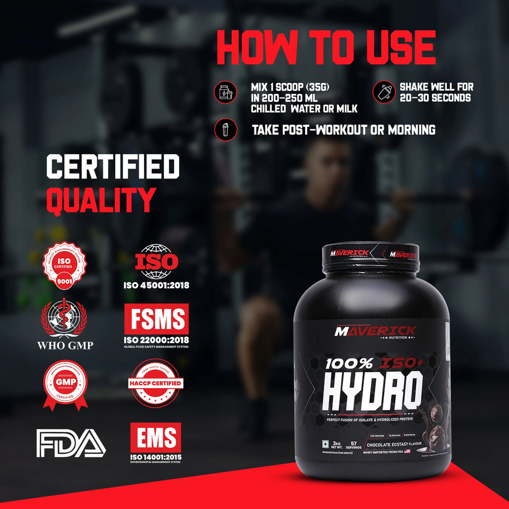Maverick 100% Iso + Hydro Whey Protein (2kg, 57 Servings) | Chocolate Ecstasy