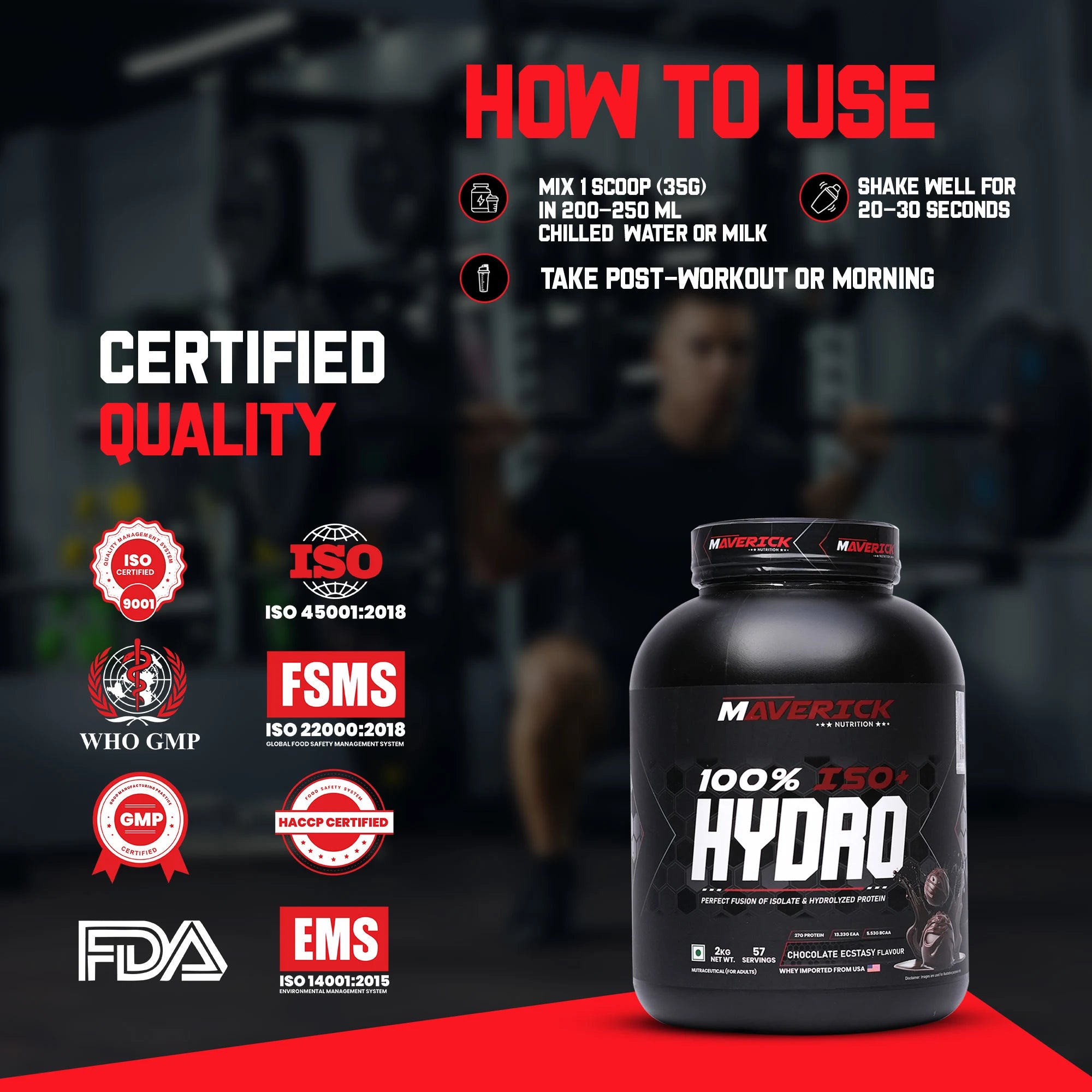 Maverick 100% Iso + Hydro Whey Protein (2kg, 57 Servings) | Chocolate Ecstasy