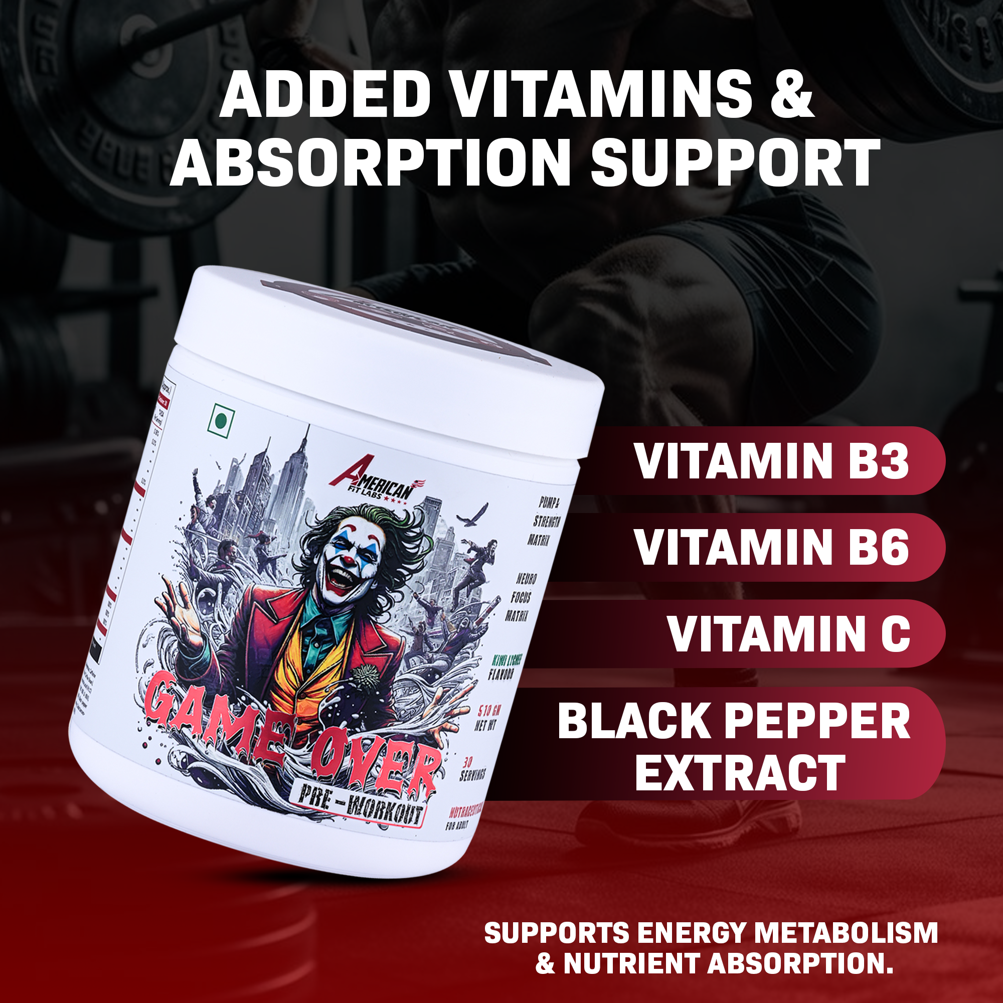American Fit Labs Game Over Pre-Workout (30 Servings, 510g) | Kiwi Lychee