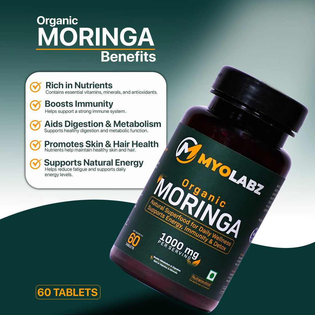 Myolabz Organic Moringa Tablets (60 Tablets) | Natural Superfood for Daily Wellness