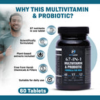 Myolabz 67-In-1 Multivitamin & Probiotic for Men | 60 Tablets