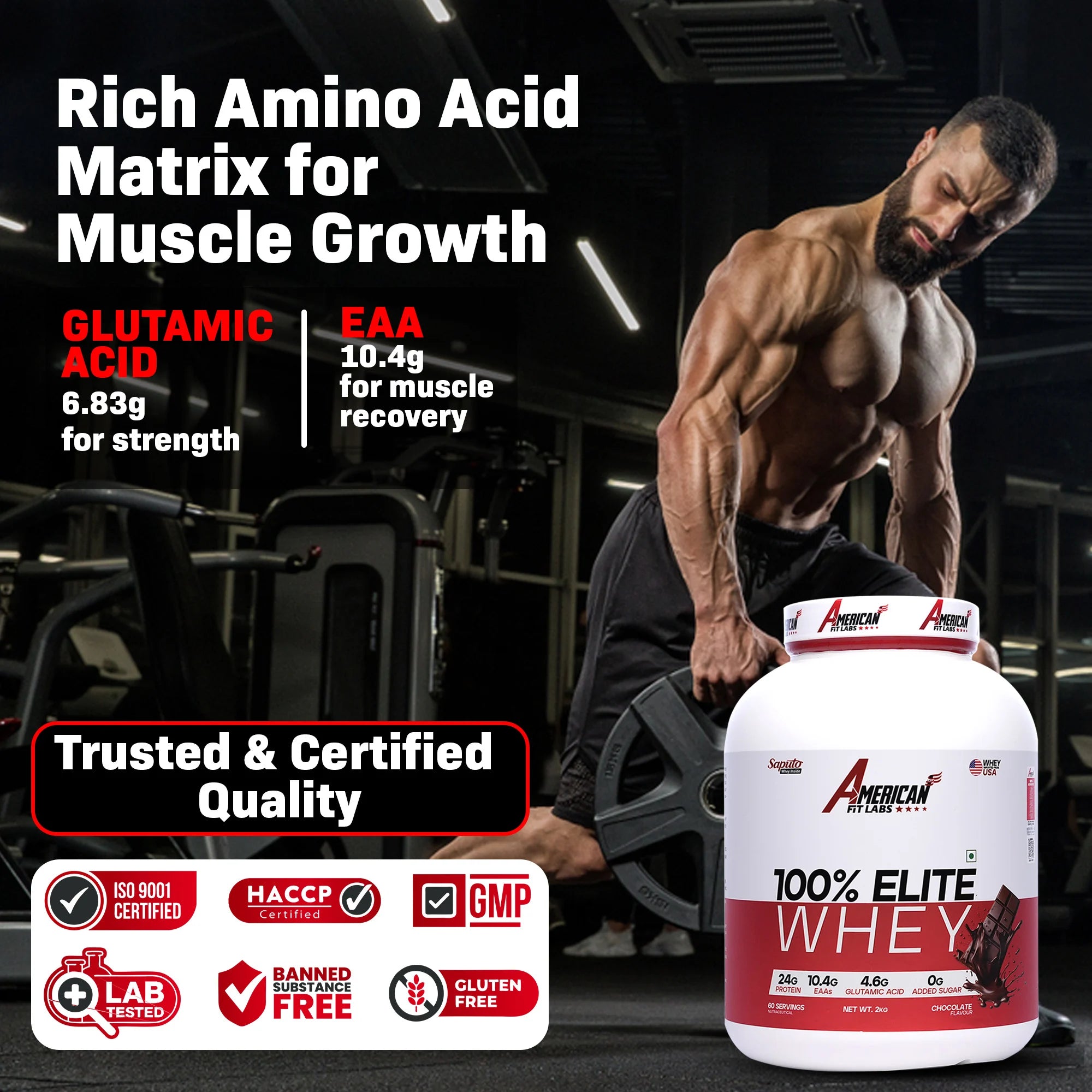 American Fit Labs 100% Elite Whey Protein (2kg) | 60 Servings | Chocolate