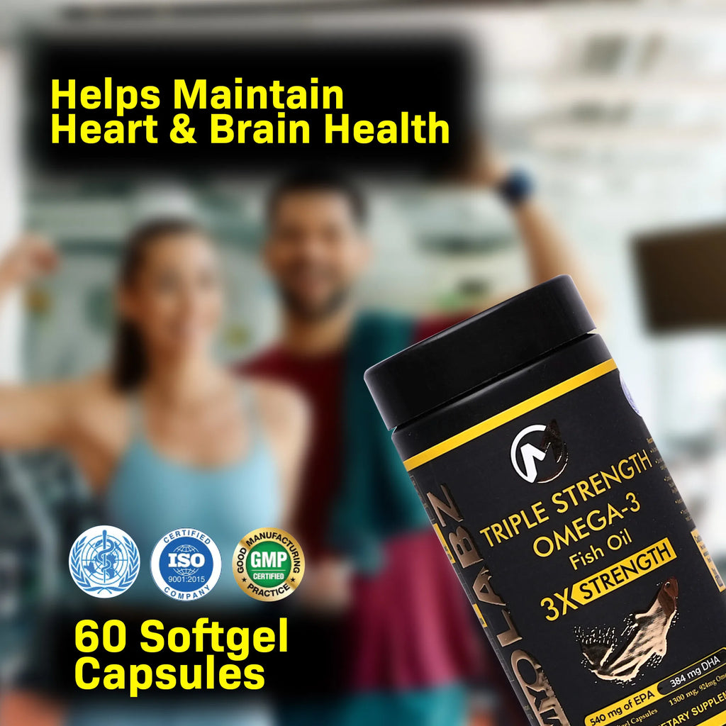 Myolabz Omega-3 Triple Strength Fish Oil Capsules (60 Capsules)