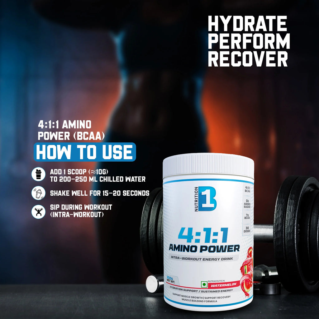 B1 Nutrition Amino Power BCAA 4:1:1 (30 Servings, 300g) | Intra-Workout Energy Drink