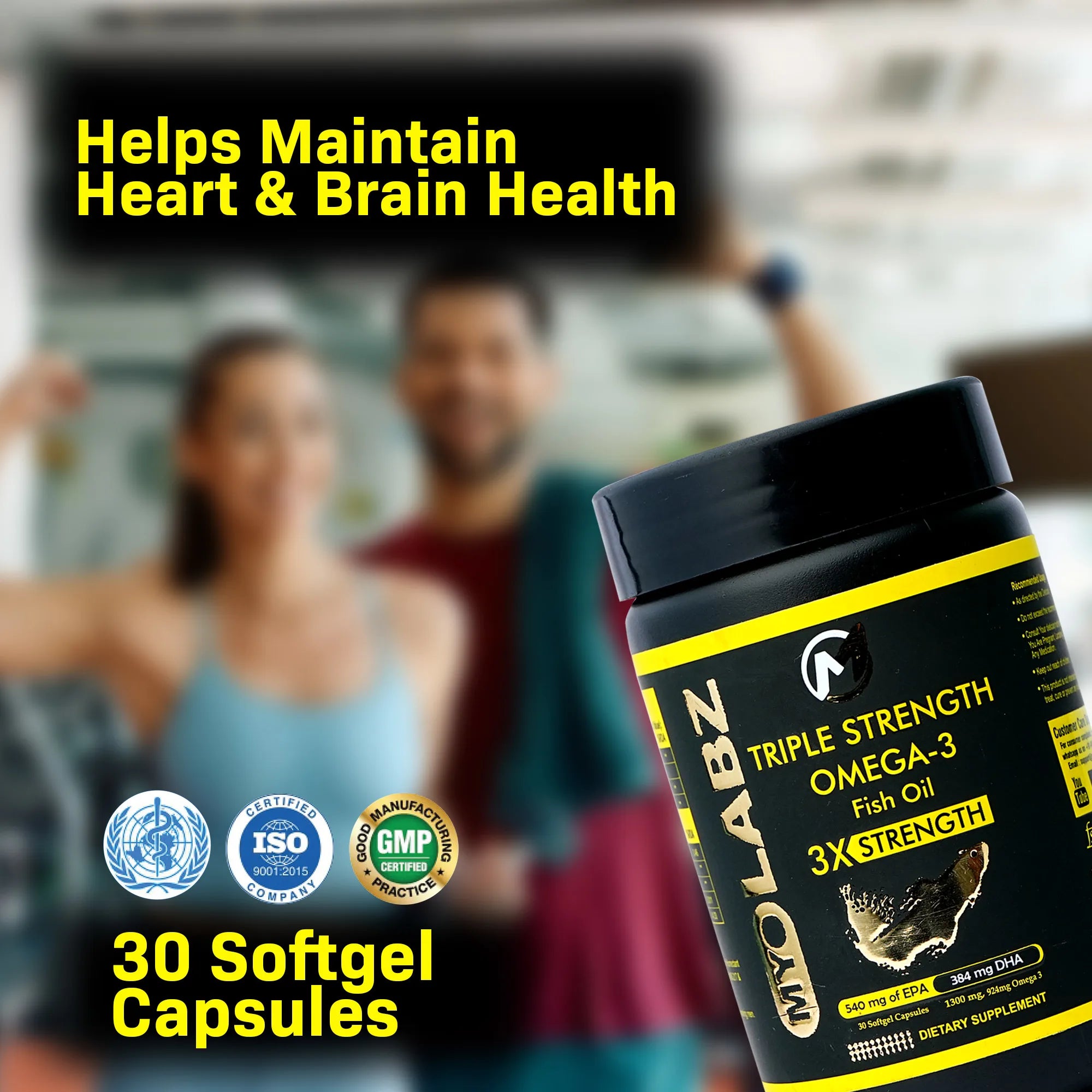 Myolabz Omega-3 Triple Strength Fish Oil Capsules (30 Capsules)