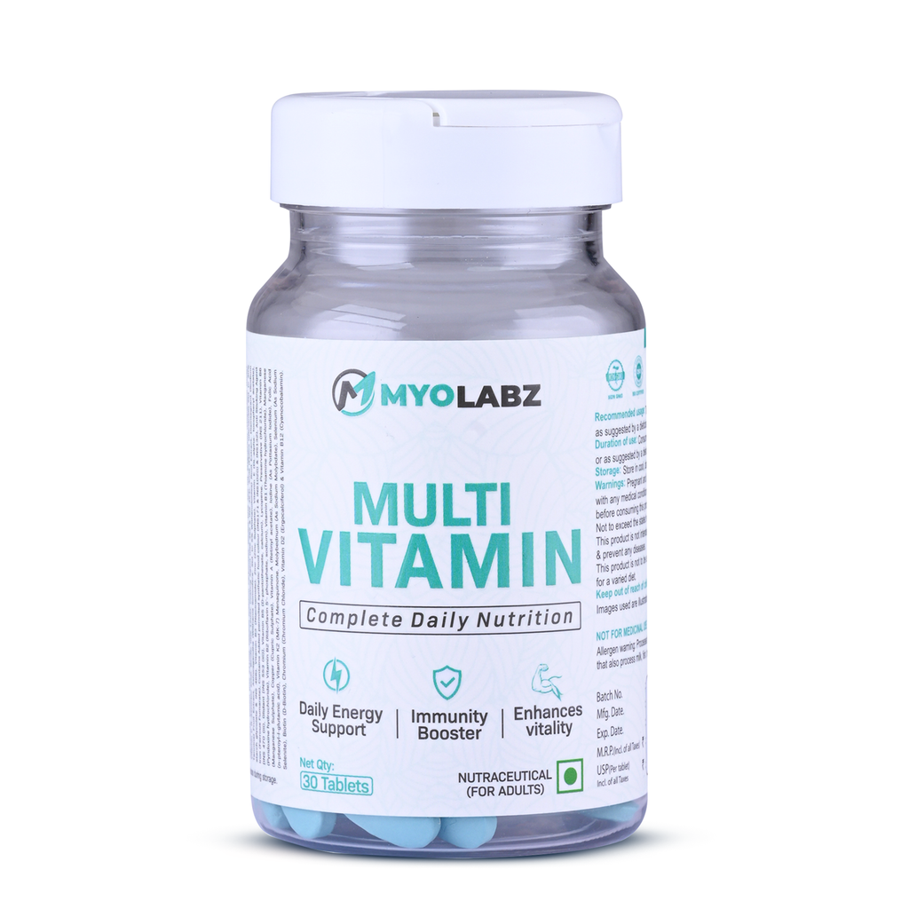 45-PRODUCT DAILY FITNESS ESSENTIALS PACK — MYOLABZ Multivitamin Blue 30 Tablets × 15 • MYOLABZ Omega-3 60 Capsules × 15 • MYOLABZ ZMA 30 Capsules × 15