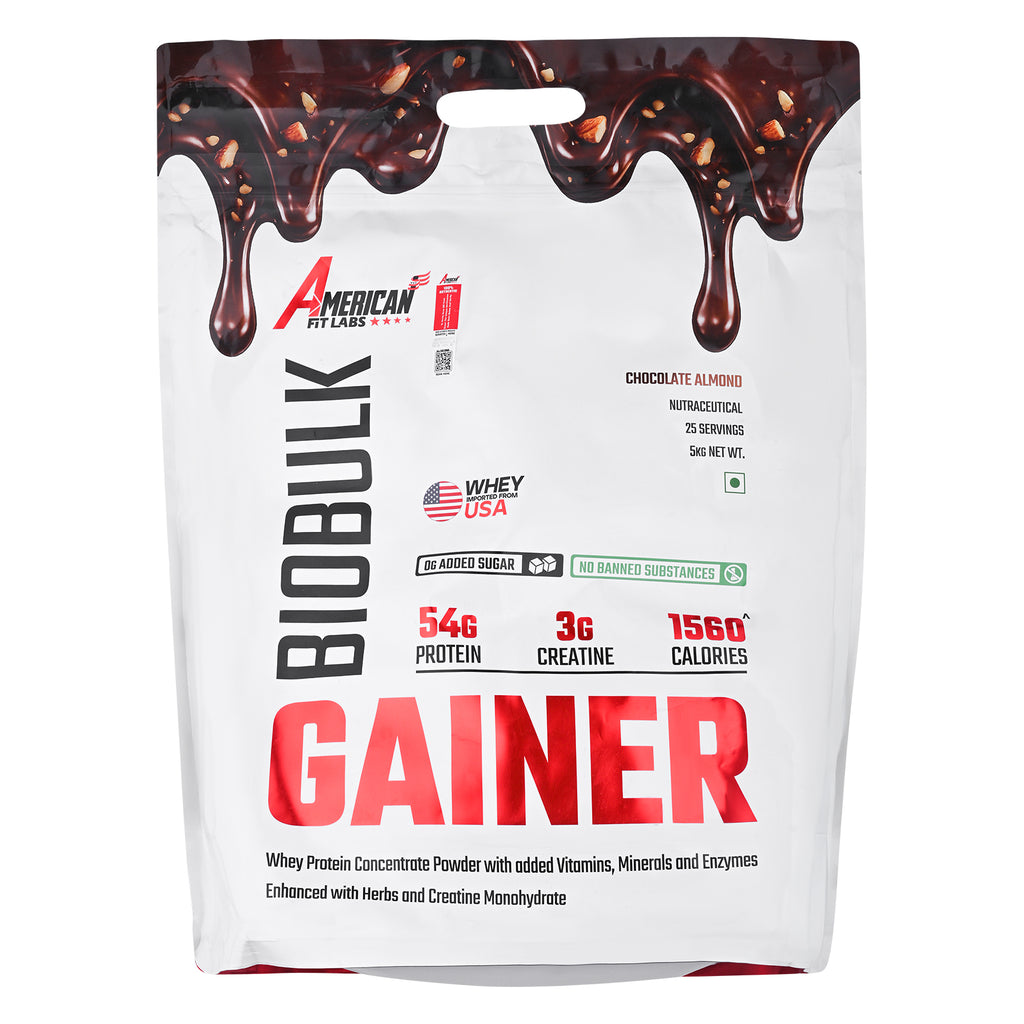 American Bio Bulk Stack Pack of 4 – Bio Bulk Gainer 5 kg, Creatine 250 g, Multivitamin & Omega-3 | Weight Gainer Combo for Mass & Strength