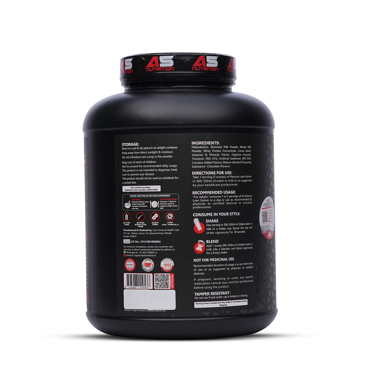 15-PRODUCT A5 MASS 4 KG MEGA STOCK-UP — A5 Massive Lean Gainer 4 KG × 14 • MYOLABZ MyoMass+ Weight Gain 60 Tablets × 1
