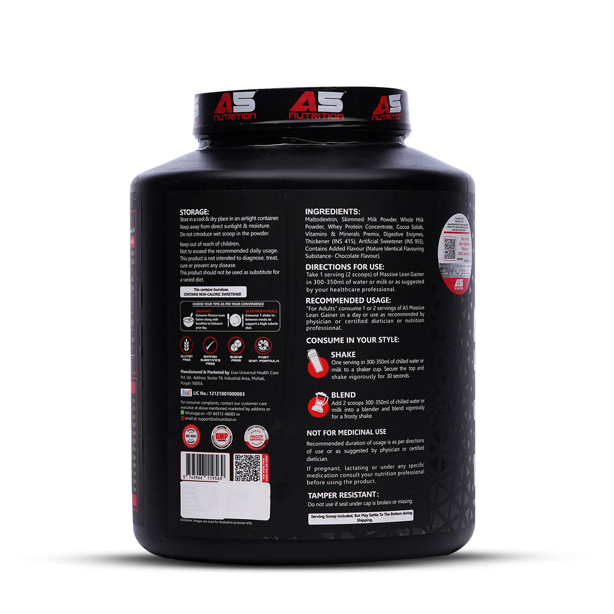 15-PRODUCT WHEY + MASS SUPER COMBO — A5 Whey Blend 1.8 KG × 6 • B1 Mass Gainer 5 KG Pouch × 6 • MYOLABZ Multivitamin 60 Tablets × 2 • MYOLABZ Ashwagandha 60 Tablets × 1
