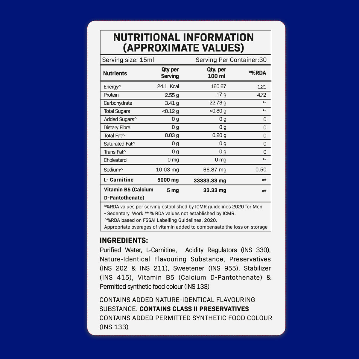 L Carnitine Blue Raspberry Flavour