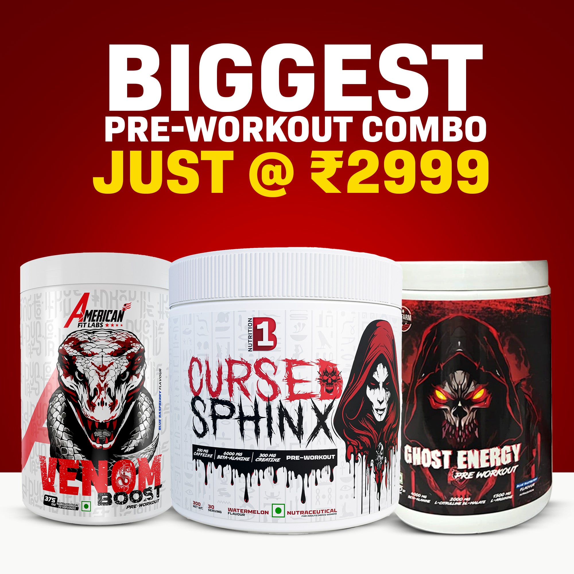 Ultimate Pre-Workout Combo | Cursed Sphinx + Venom Boost + Ghost Energy